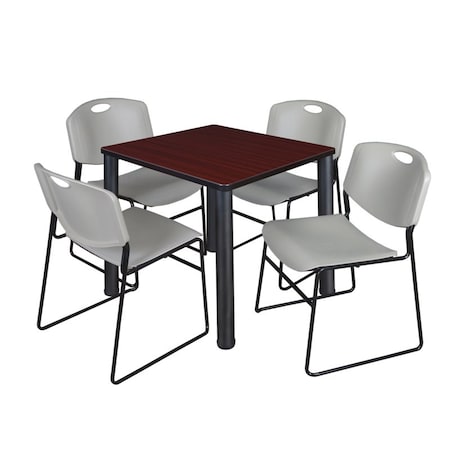 Kee Kee Square Table & Chair Set, Wood, Metal, Polypropylene Top TB3030MHBPBK44GY
